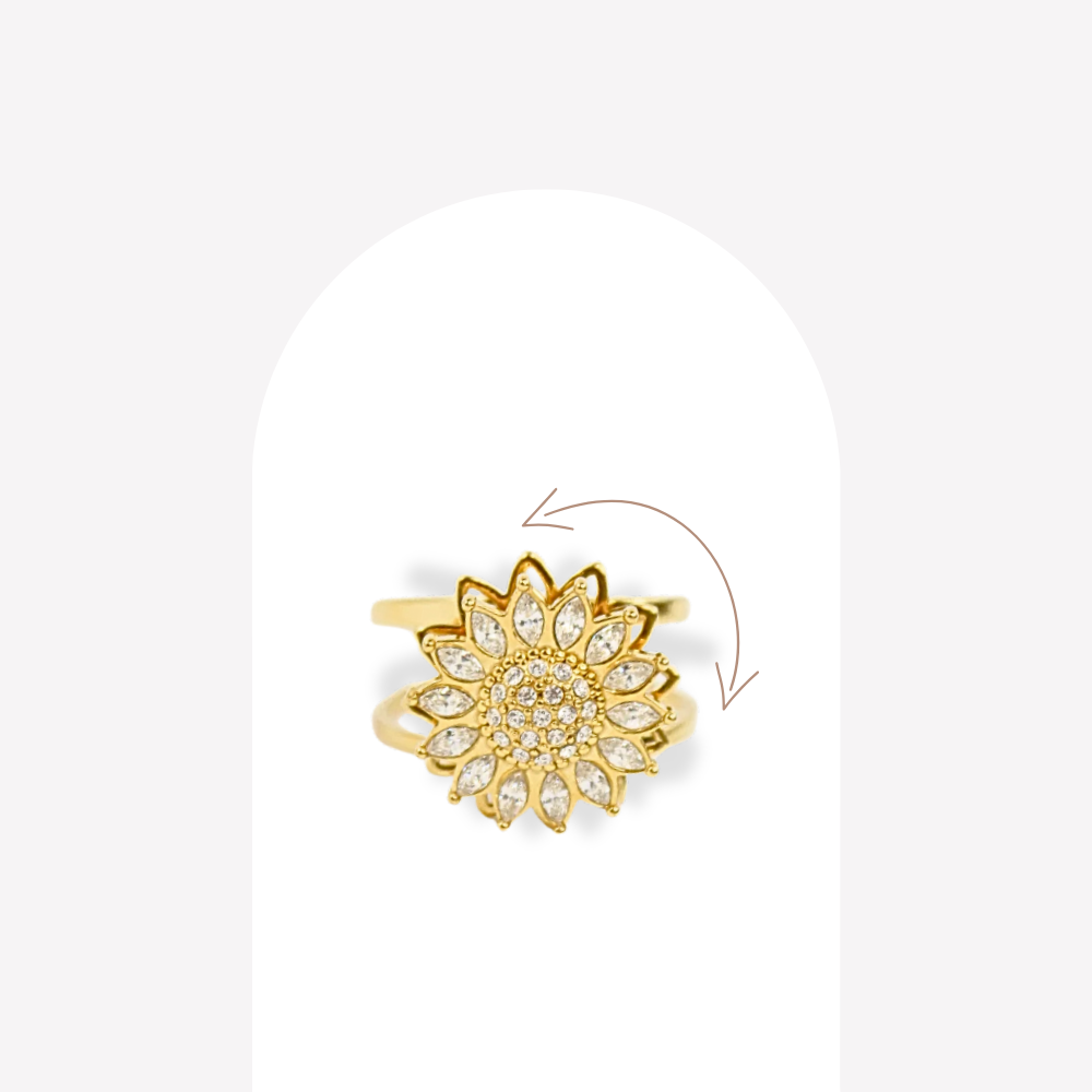 Bague Antistress Rotative - Motif Fleurs  | Gaou Bijoux