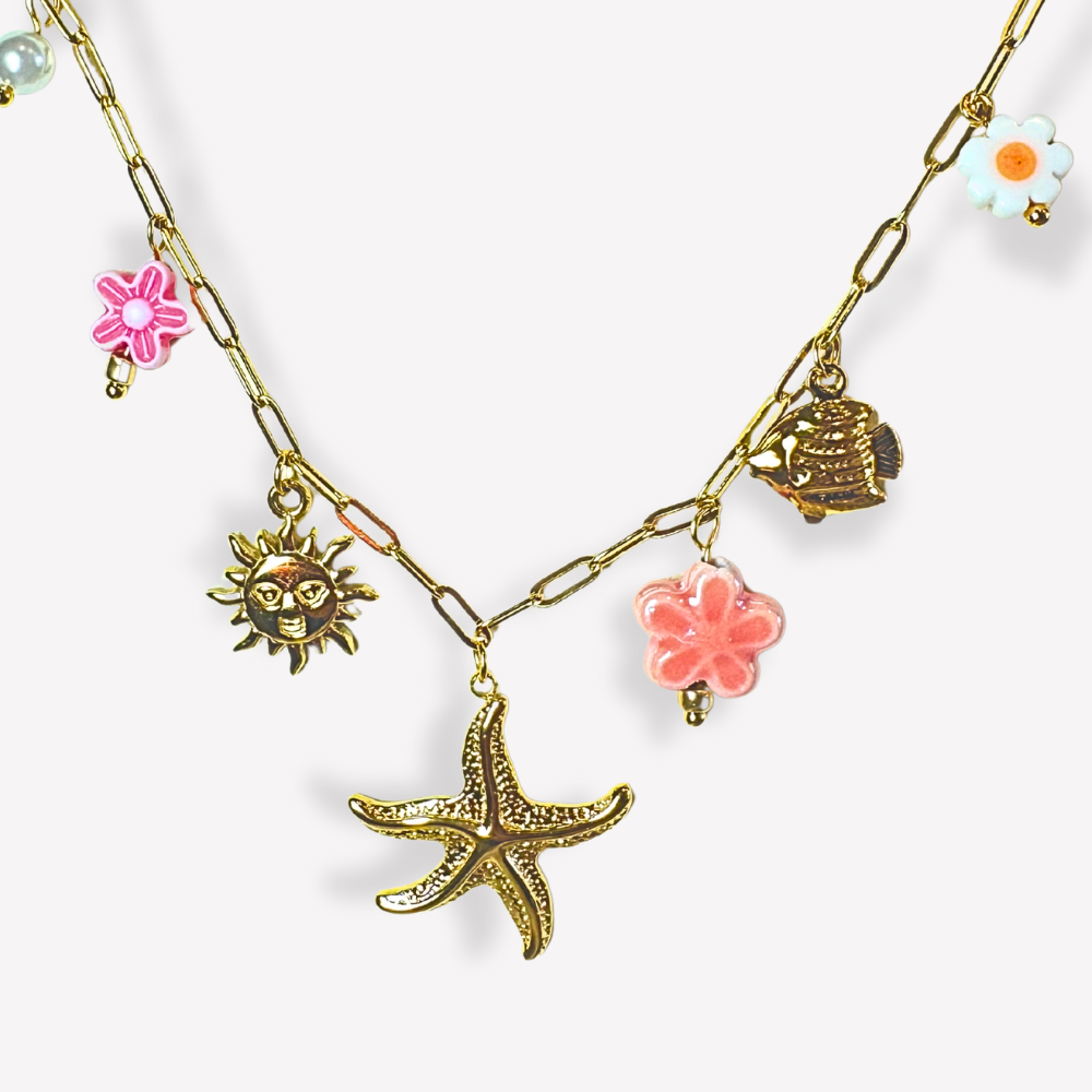 Collier Charms Soleil & Étoile de Mer  | Gaou Bijoux