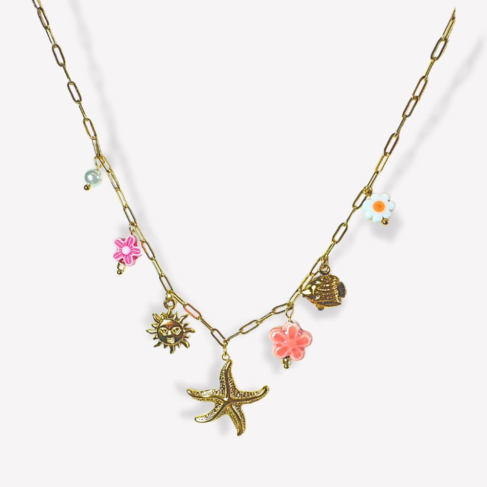 Collier Charms Soleil & Étoile de Mer  | Gaou Bijoux