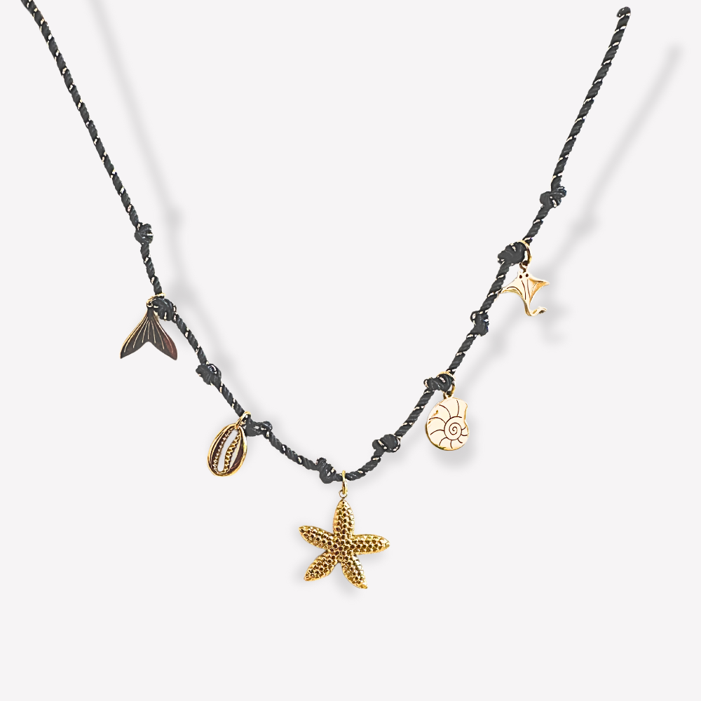 Collier Charms Marin Cordon Noir  | Gaou Bijoux