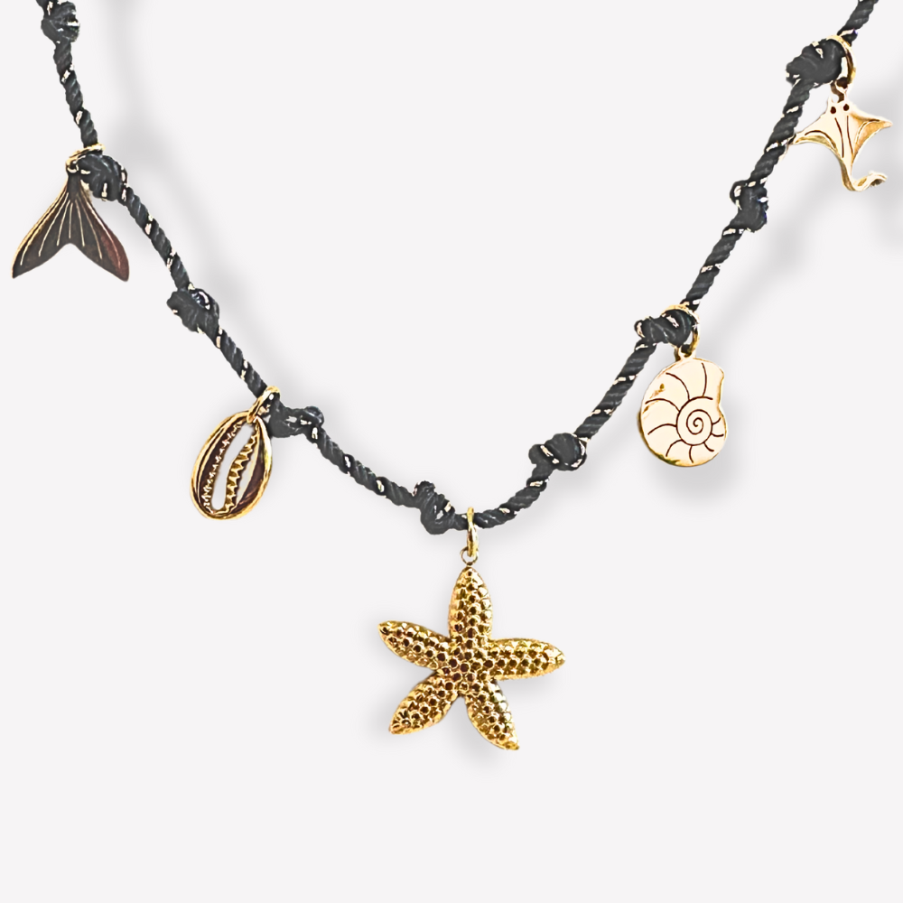 Collier Charms Marin Cordon Noir  | Gaou Bijoux