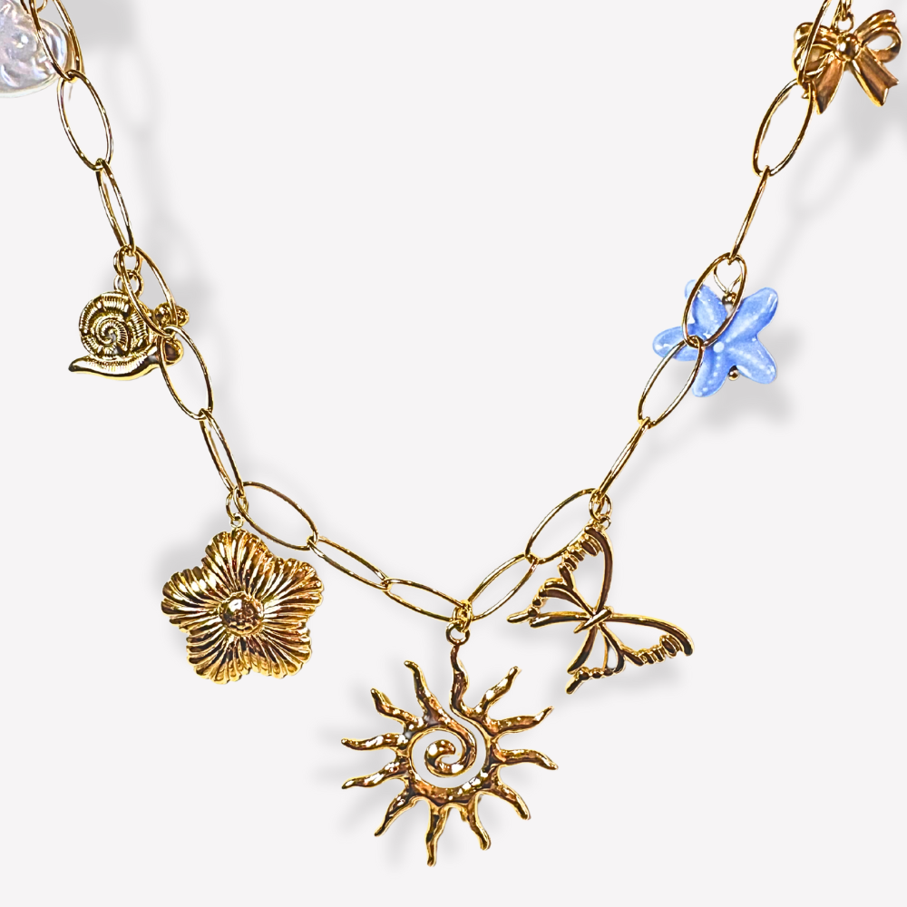 Collier Charms Soleil & Papillon  | Gaou Bijoux