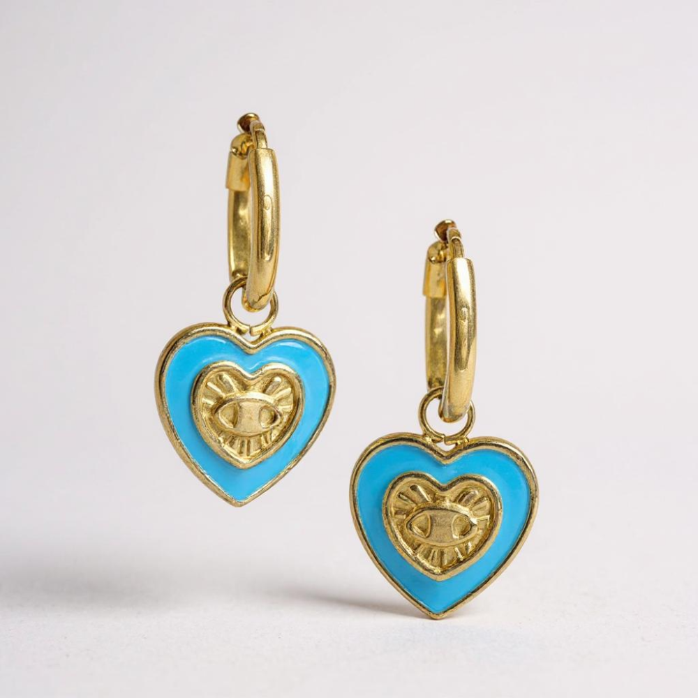 Boucles d'Oreilles Coeur œil | Acier inoxydable | Gaou Bijoux