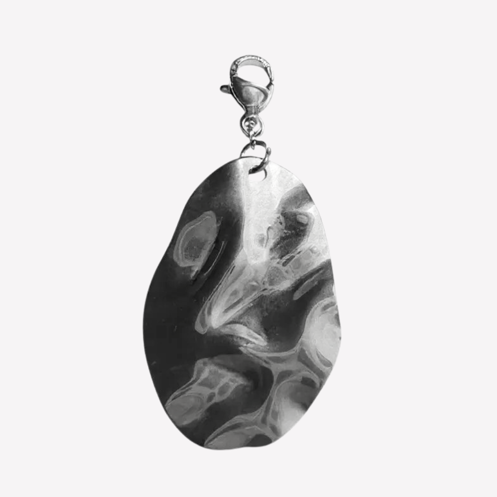 Charm Pierre Martelée Argentée | Collier Charms Personnalisé