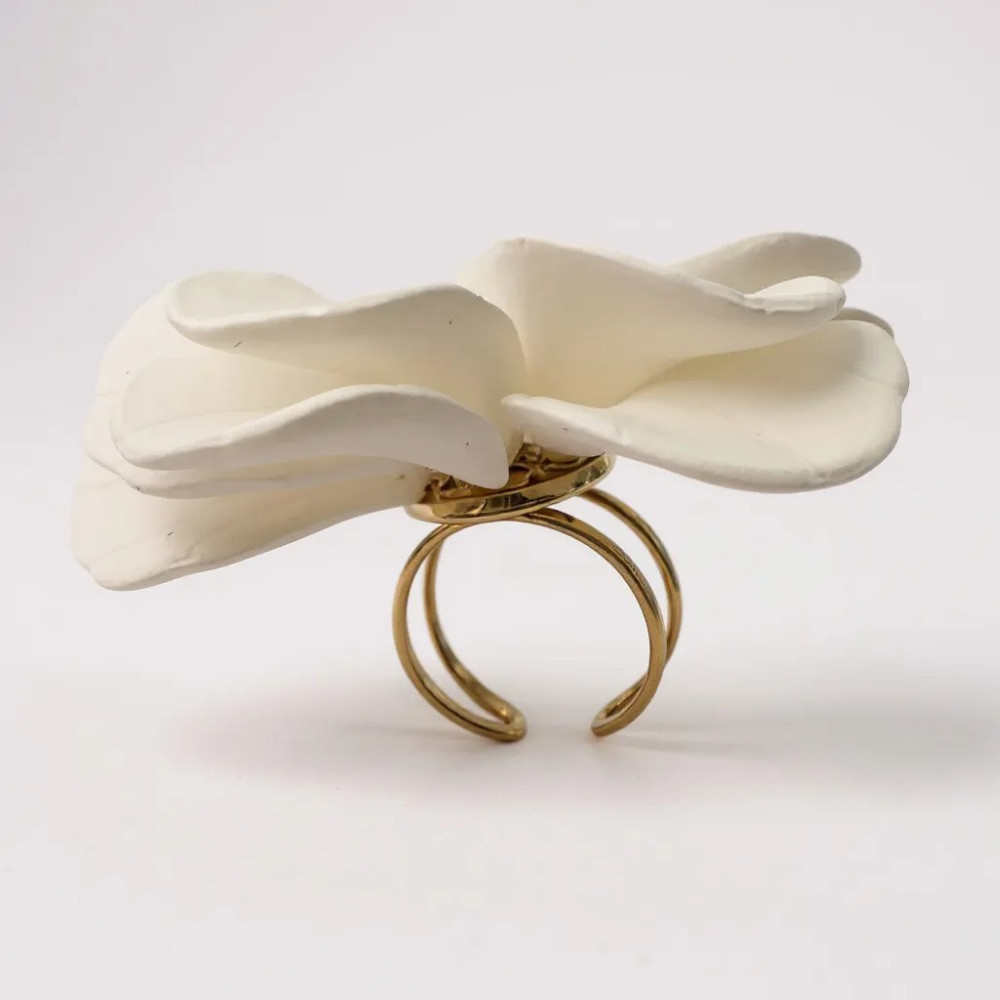Grosse bague Fleur | Gaou Bijoux | Bague Acier Inoxydable Réglable