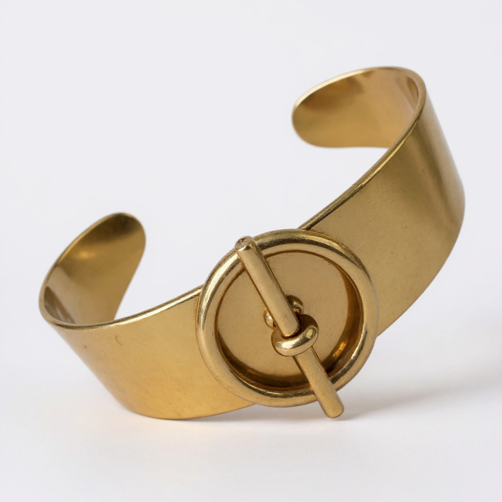 bracelet jonc doré fermoir anneau acier inoxydable