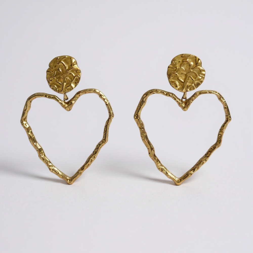Boucles d’Oreilles Cœur Martelé| Gaou Bijoux