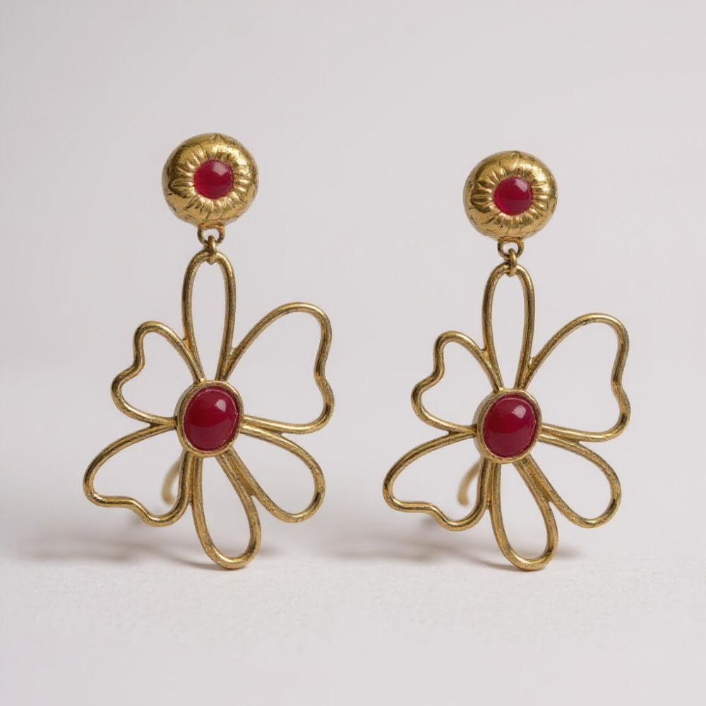 Boucles d’oreilles Fleur Dorée | bijoux acier inoxydable | Gaou Bijoux