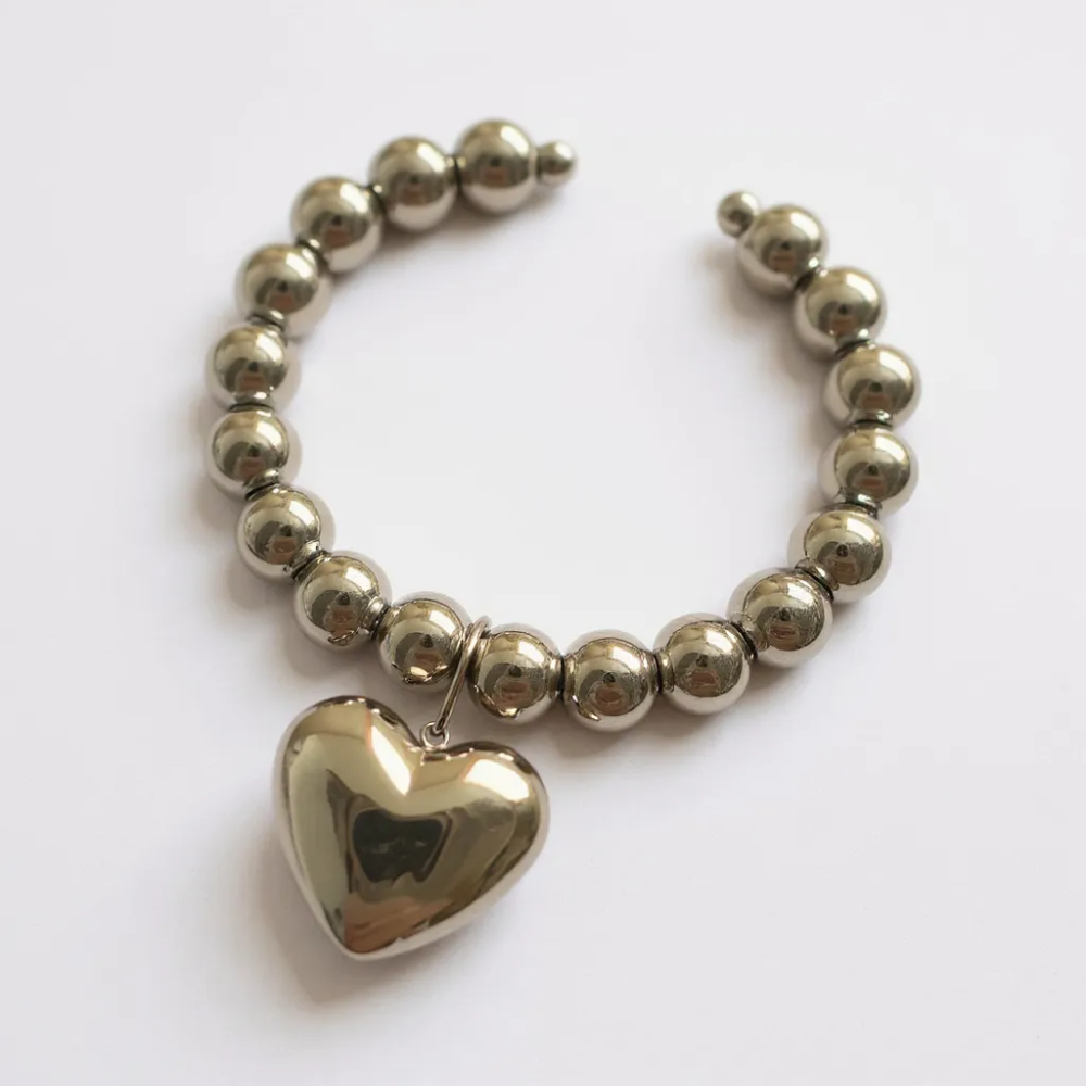 Bracelet Perles Cœur acier inoxydable | Gaou Bijoux