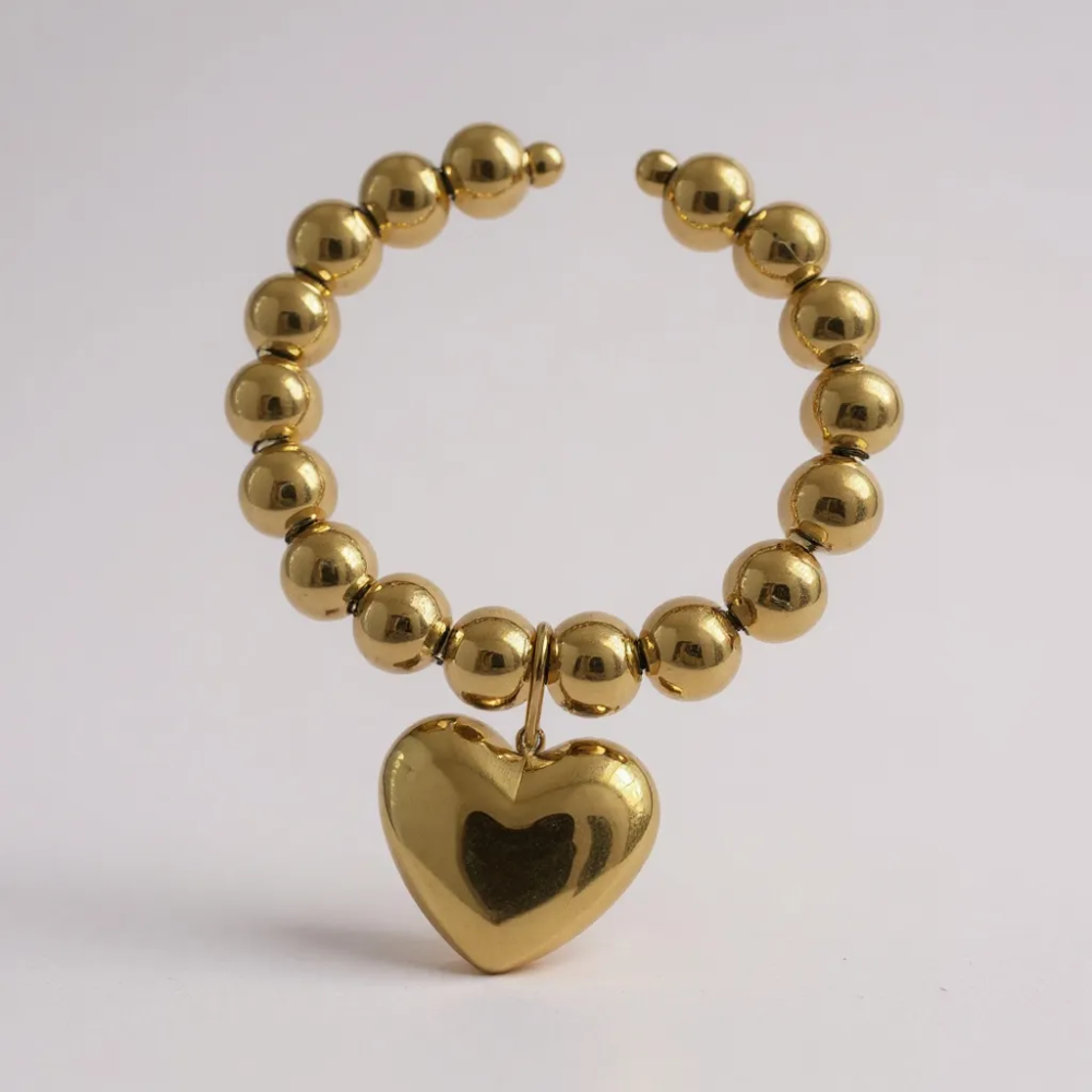 Bracelet Perles Cœur acier inoxydable | Gaou Bijoux