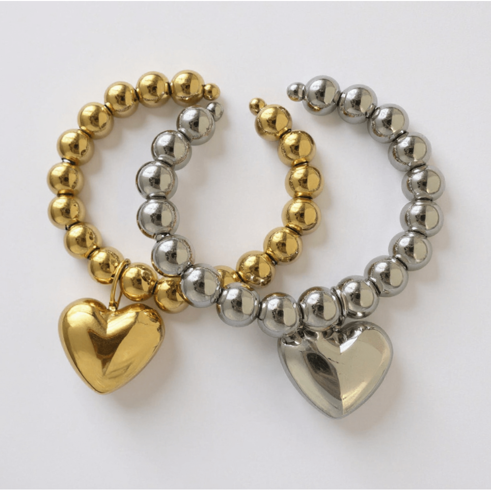 Bracelet Perles Cœur acier inoxydable | Gaou Bijoux