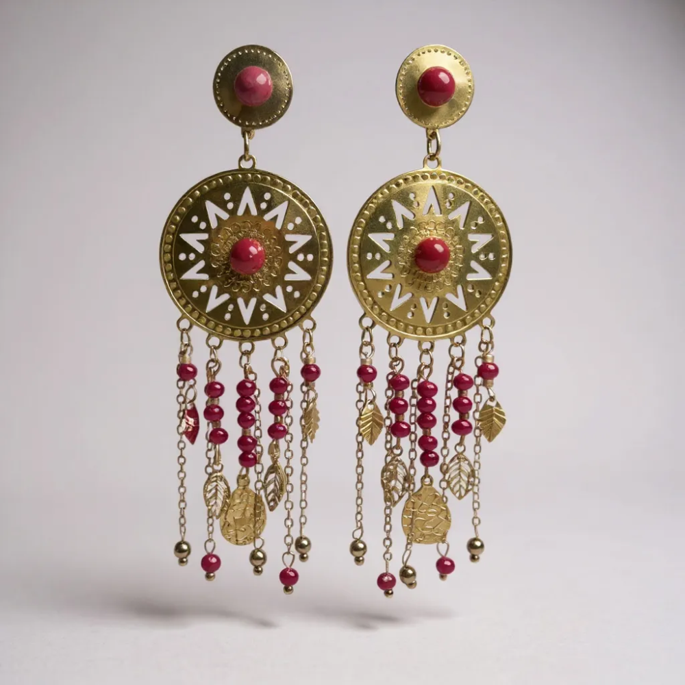 Boucles d’oreilles Soleil Rubis | Boucles acier inoxydable Gaou Bijoux