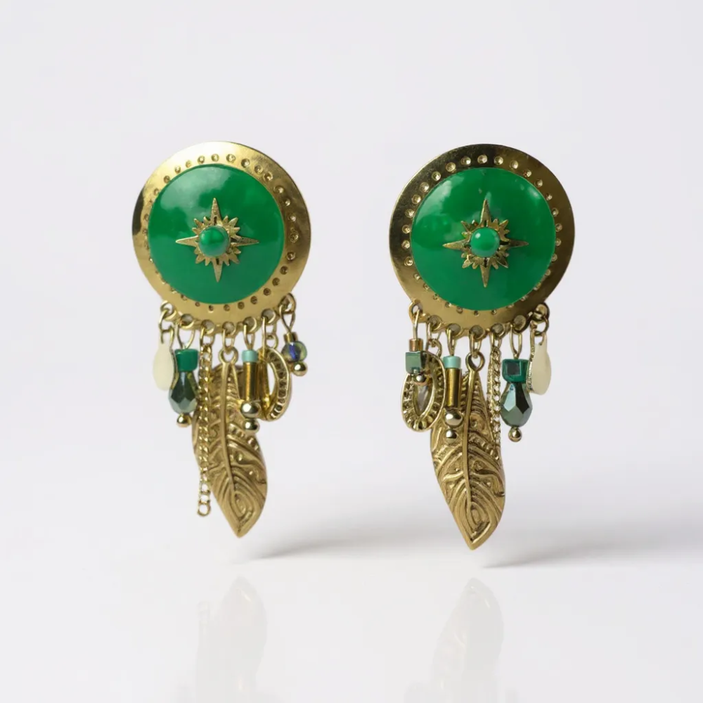 Boucles d’oreilles Soleil Émeraude