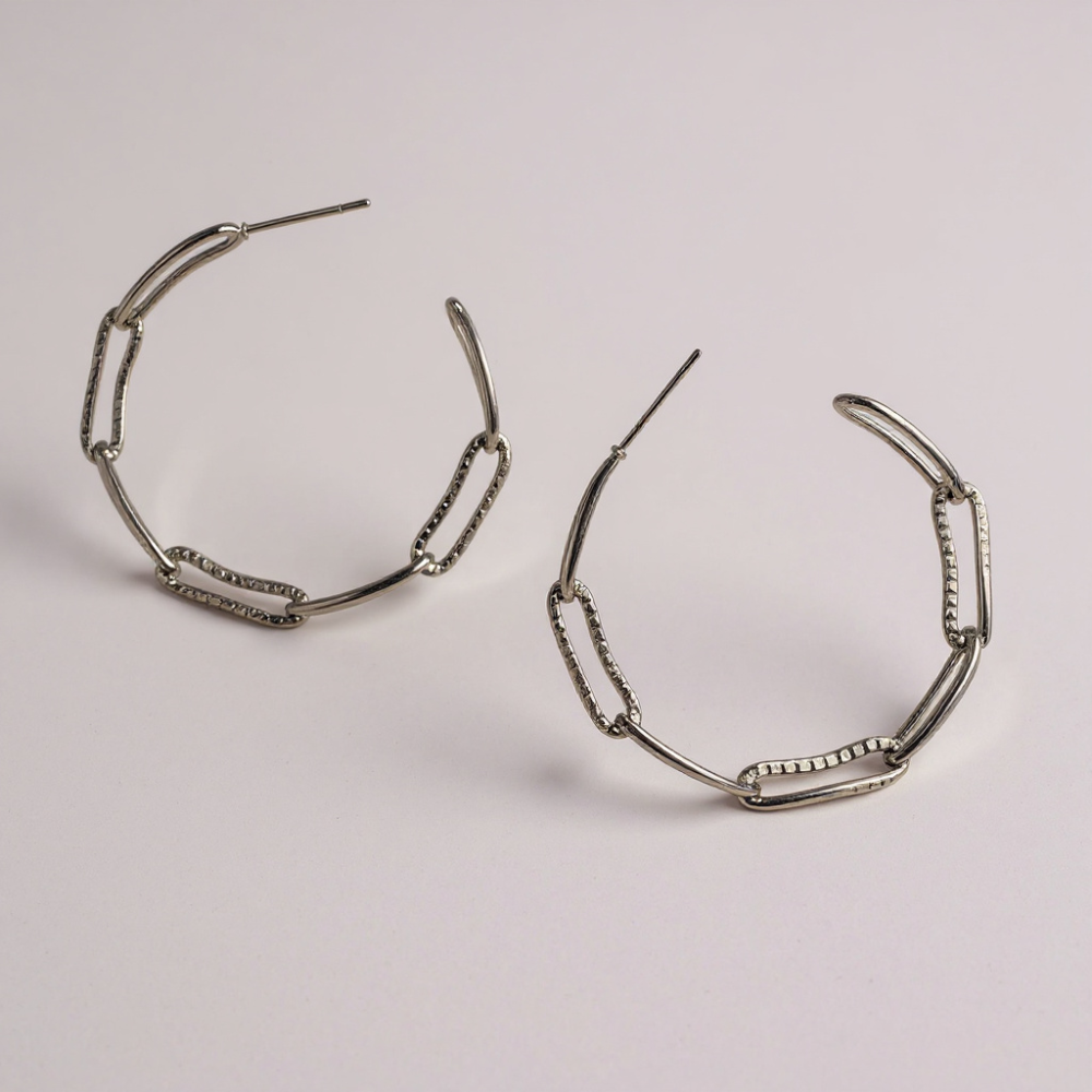 Boucles d’oreilles créoles chaîne en acier inoxydable argenté