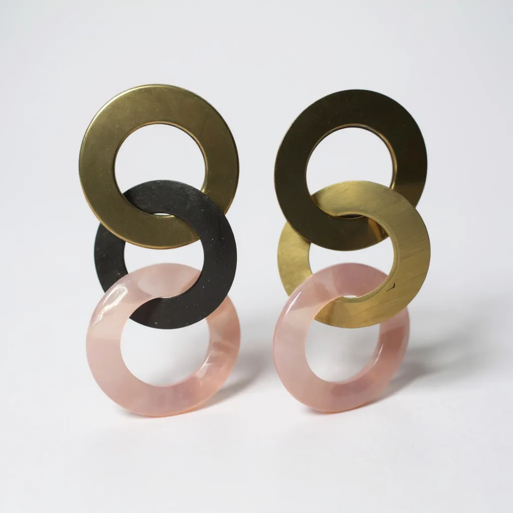 Boucles d’oreilles Anneaux Rose | bijoux acier inoxydable | Gaou Bijoux