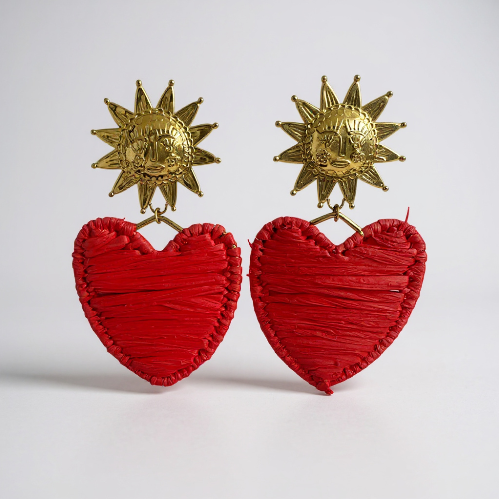 Boucles d’Oreilles Soleil & Cœur | Boucles acier inoxydable | Gaou Bijoux