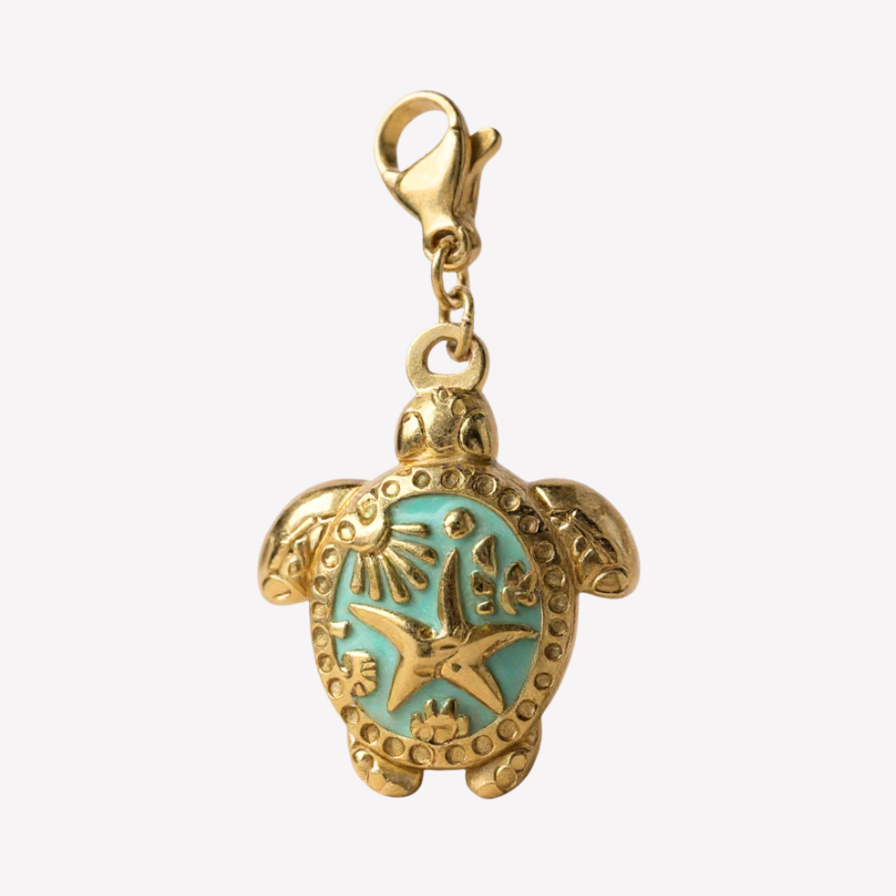 Charm Tortue Dorée Turquoise | Collier Charms Personnalisable | Gaou Bijoux
