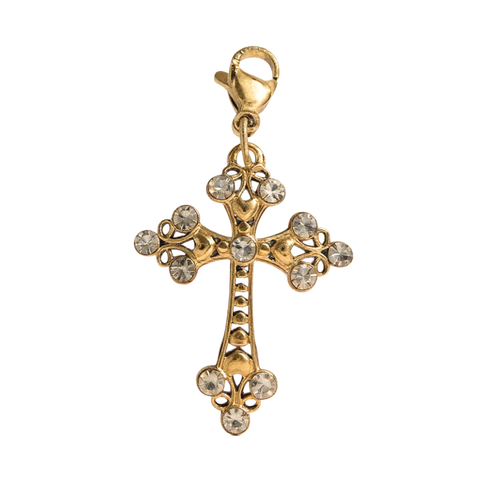 Charm Croix Dorée Strass | Collier Charms Personnalisable | Gaou Bijoux