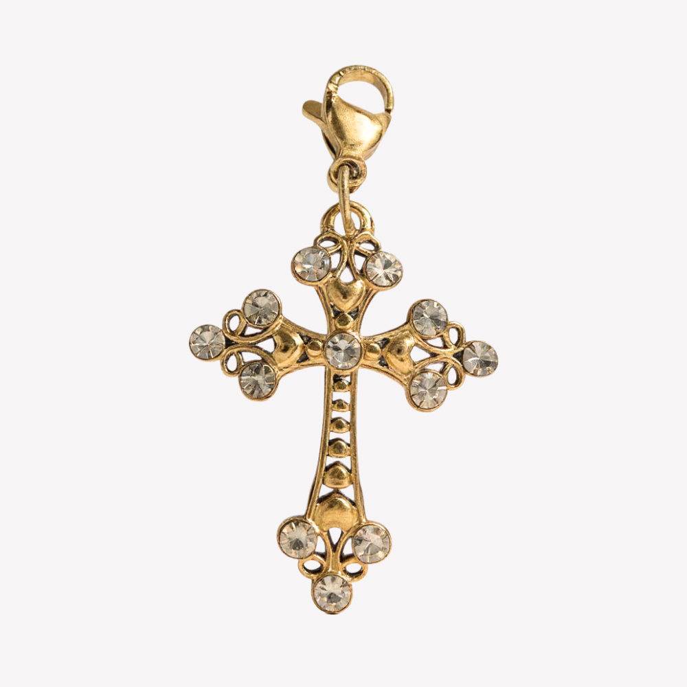 Charm Croix Dorée Strass | Collier Charms Personnalisable | Gaou Bijoux