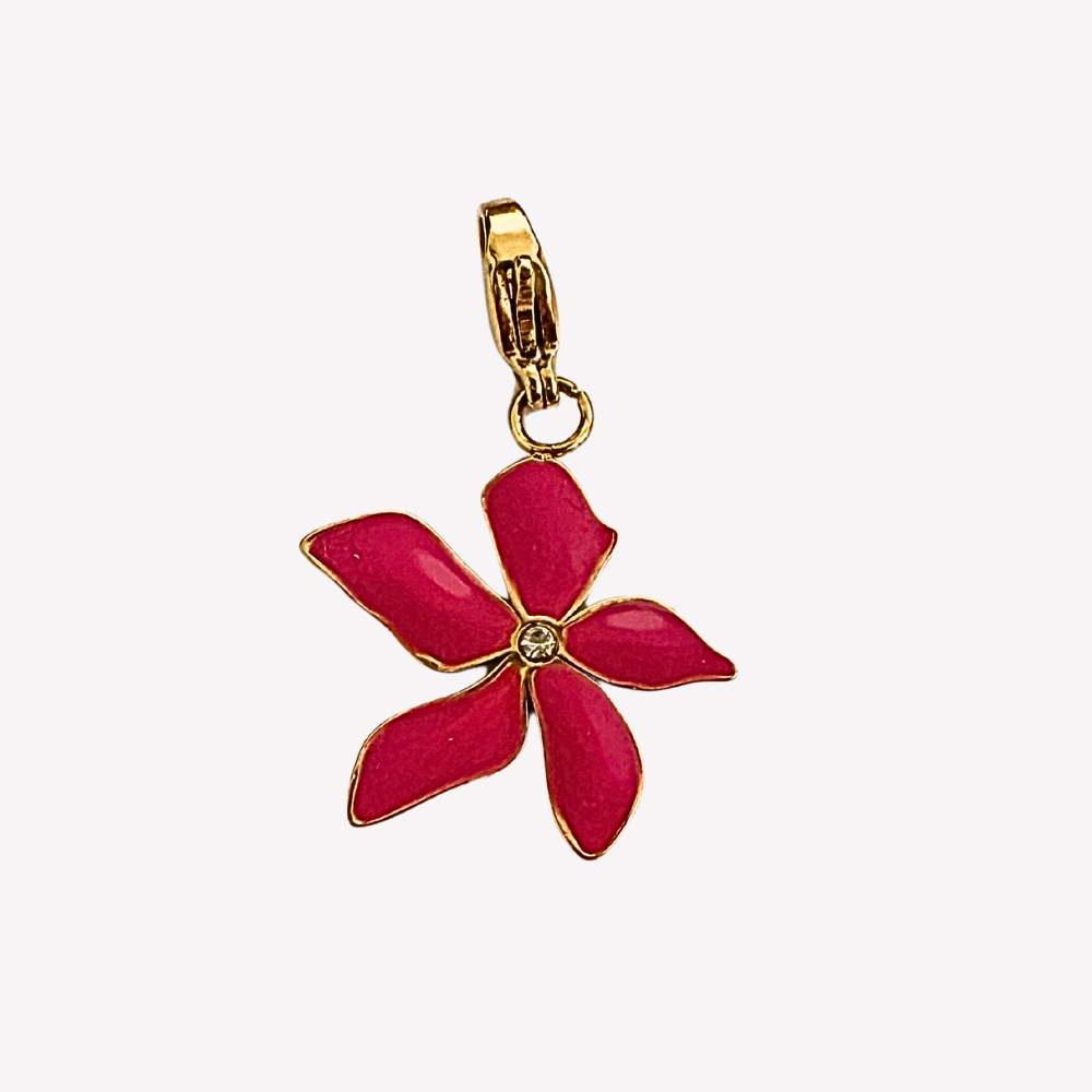 Charm Fleur Rouge Émaillée | Collier Charms Personnalisable | Gaou Bijoux