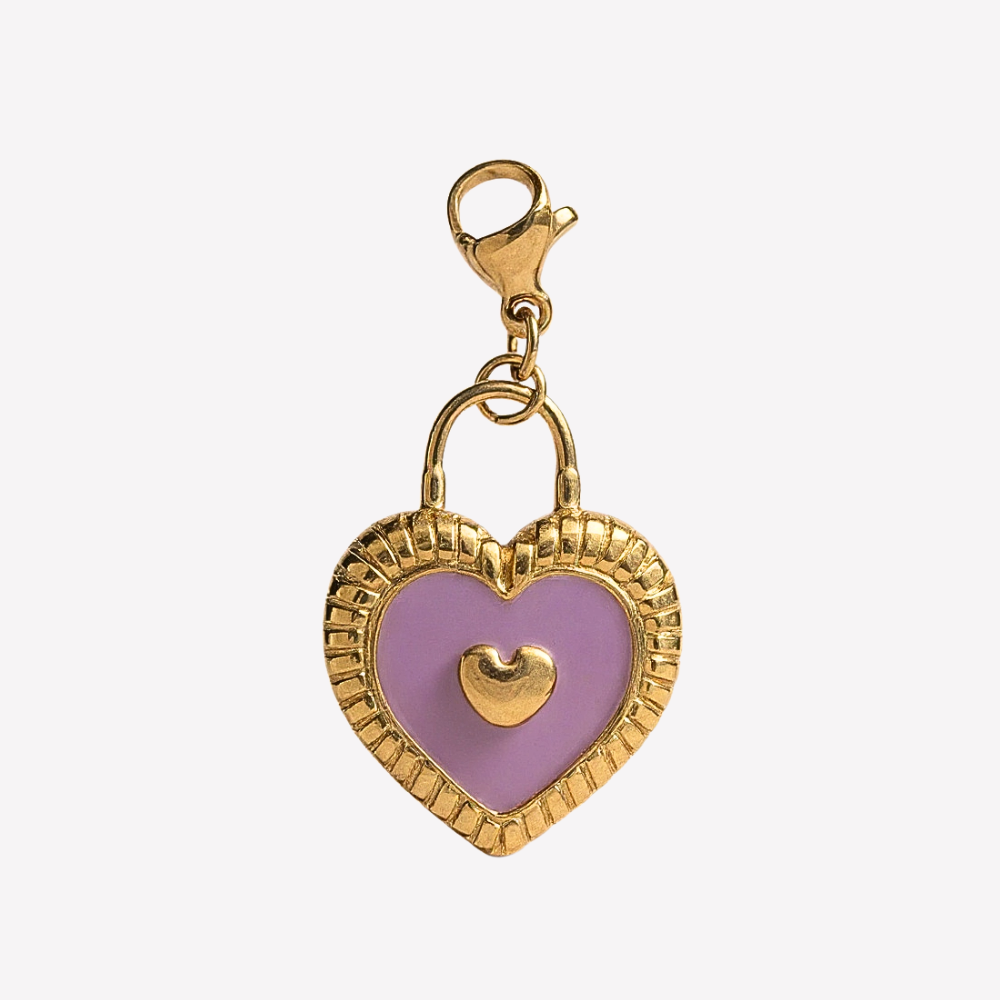 Charm Cadenas Cœur Violet | Collier Charms Personnalisable | Gaou Bijoux