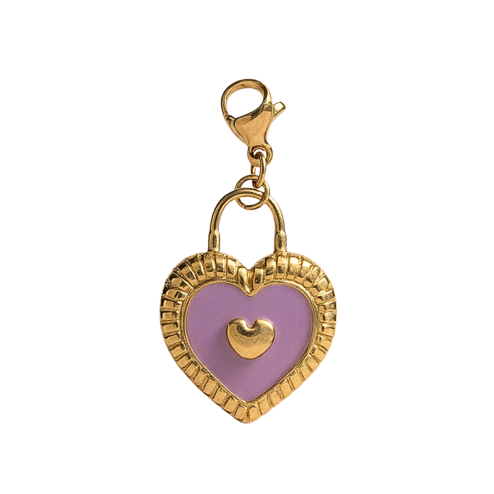Charm Cadenas Cœur Violet | Collier Charms Personnalisable | Gaou Bijoux