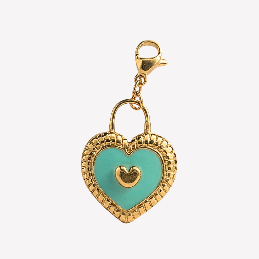 Charm Cadenas Cœur Turquoise | Collier Charms Personnalisable | Gaou Bijoux