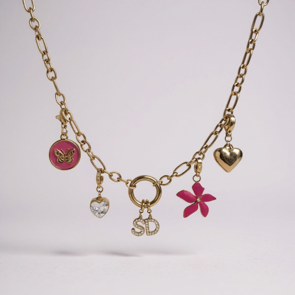 Collier Charms Rond Doré | Collier personnalisable en acier inoxydable | Gaou Bijoux