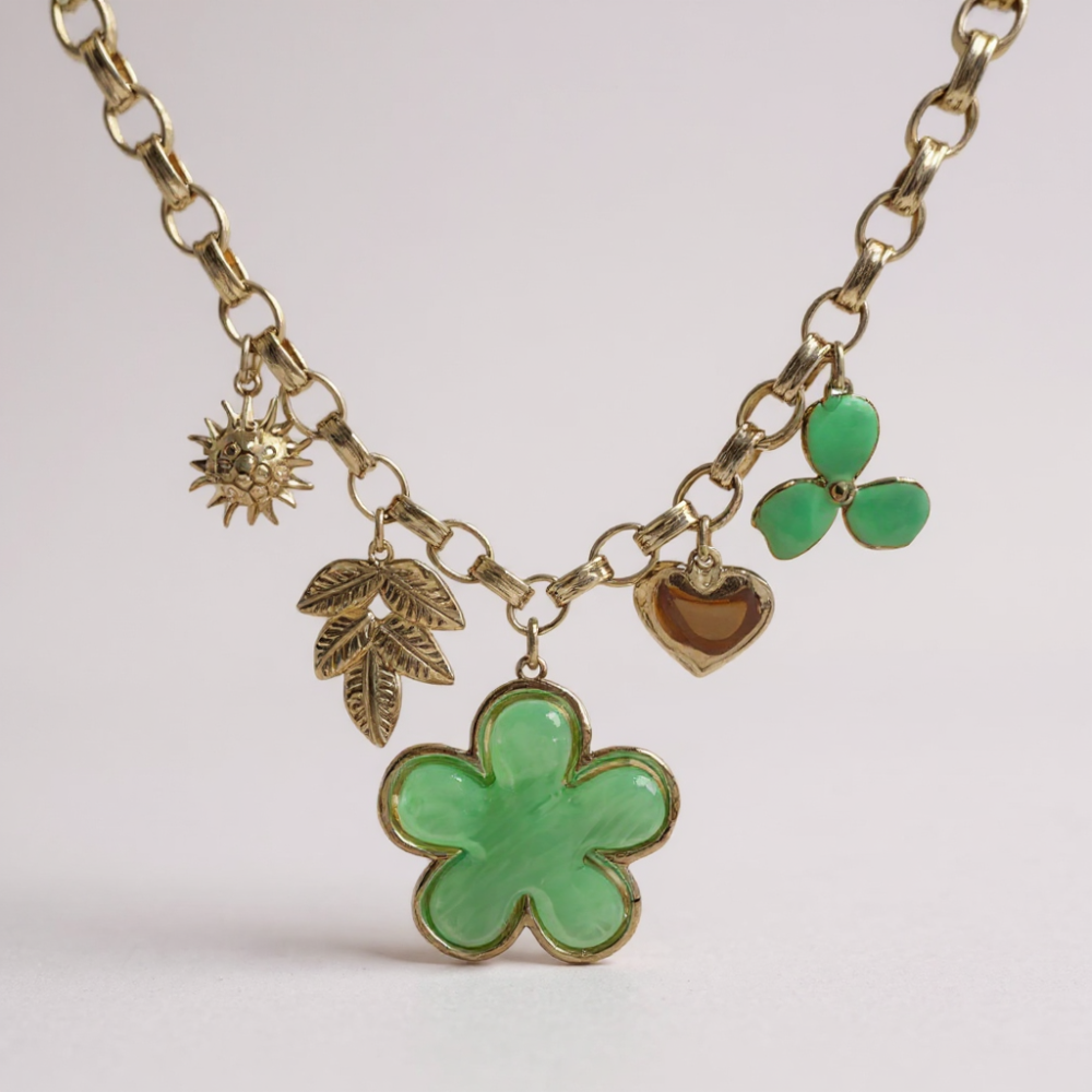 Collier Charms Doré Fleur Rose | Gaou Bijoux