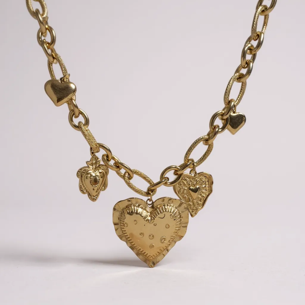 Collier cœurs dorés tendance | bijoux acier inoxydable | Gaou Bijoux