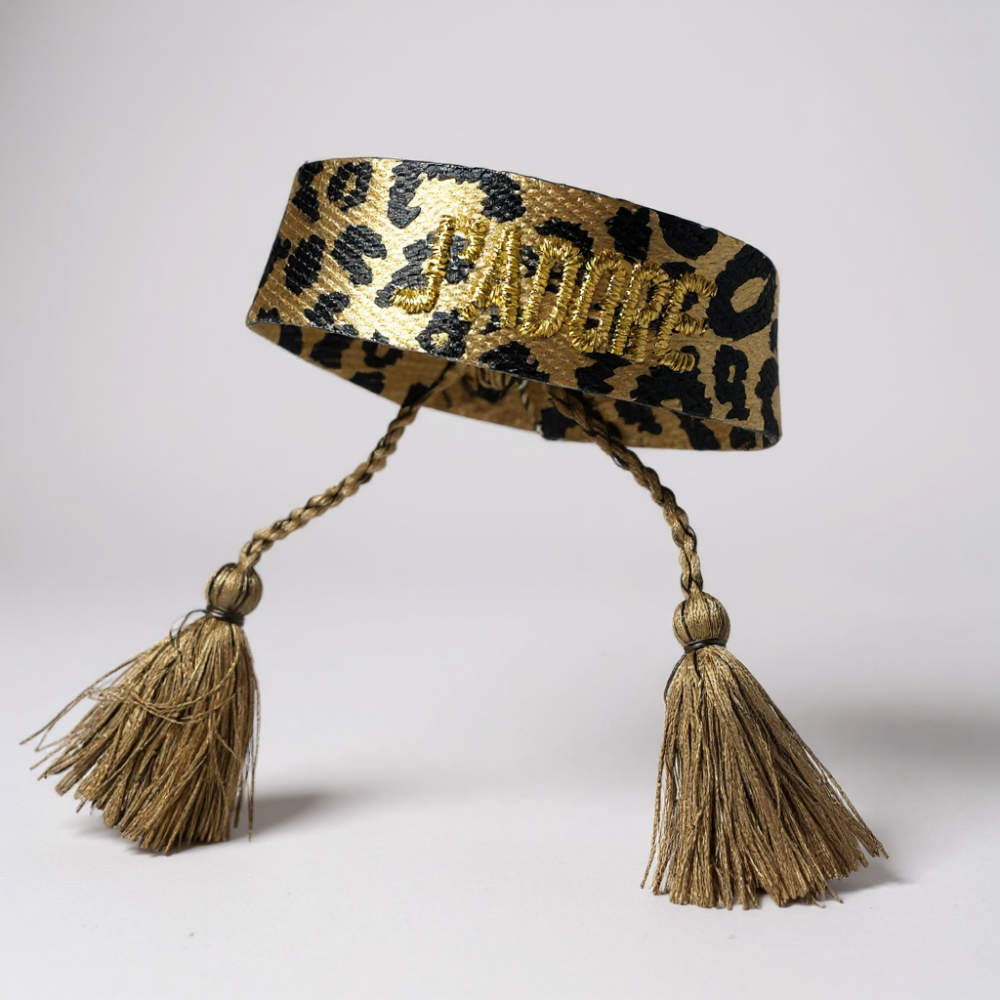 Bracelet J’ADORE léopard tissu ajustable | Gaou Bijoux