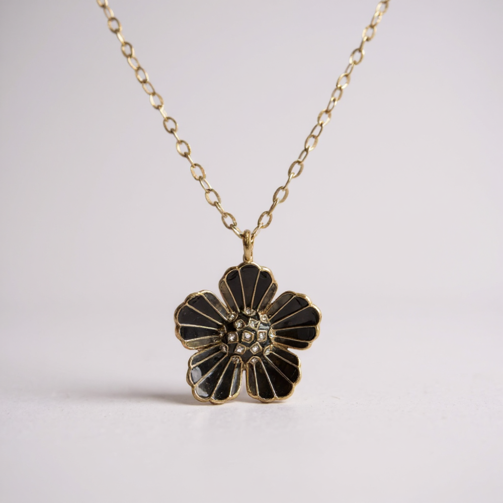 Collier fleur émaillée déclinaisons pastel acier inoxydable | Gaou Bijoux