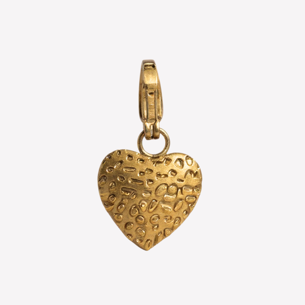Charm cœur martelé doré en acier inoxydable pour collier charms personnalisable