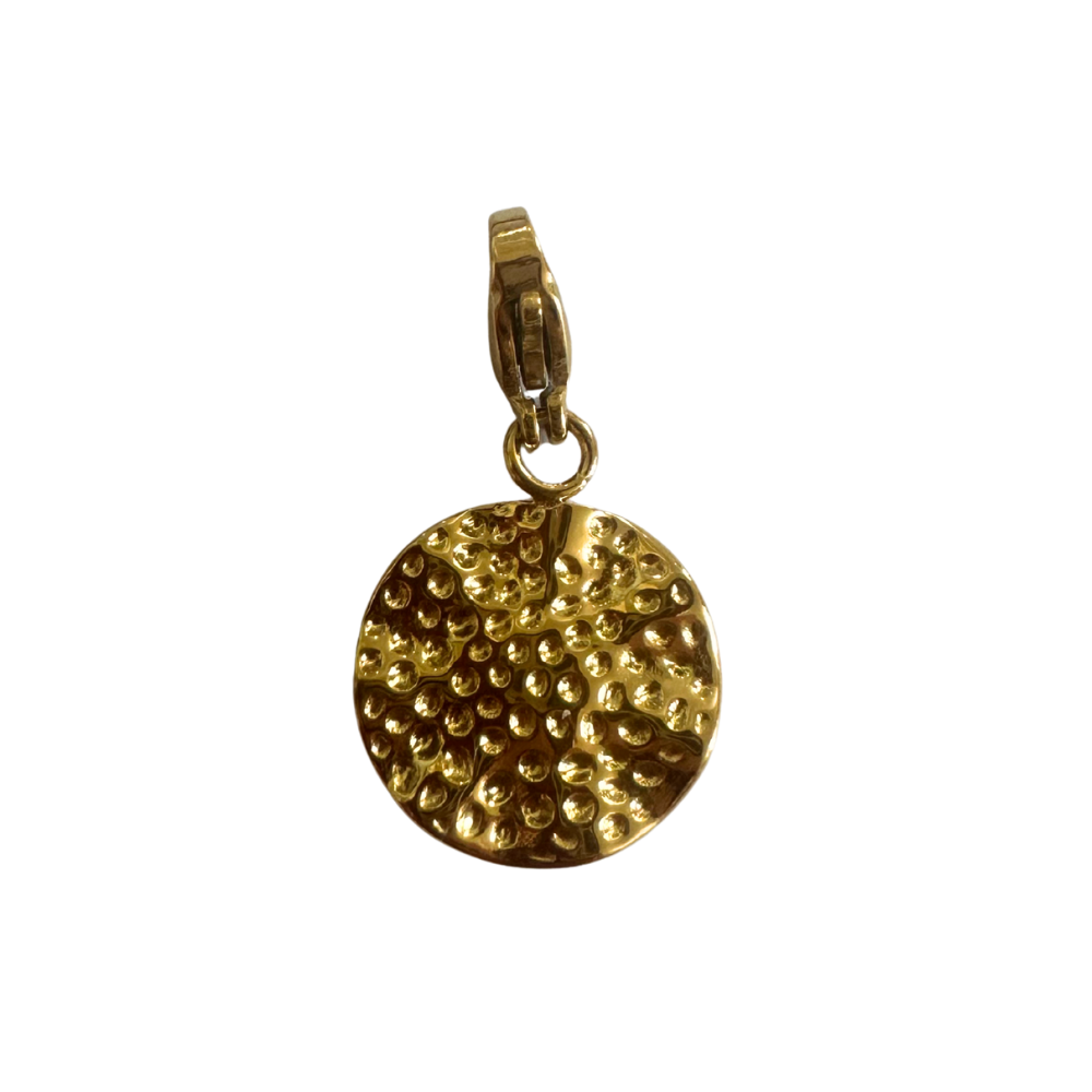 Charm médaillon martelé doré en acier inoxydable pour collier charms personnalisable