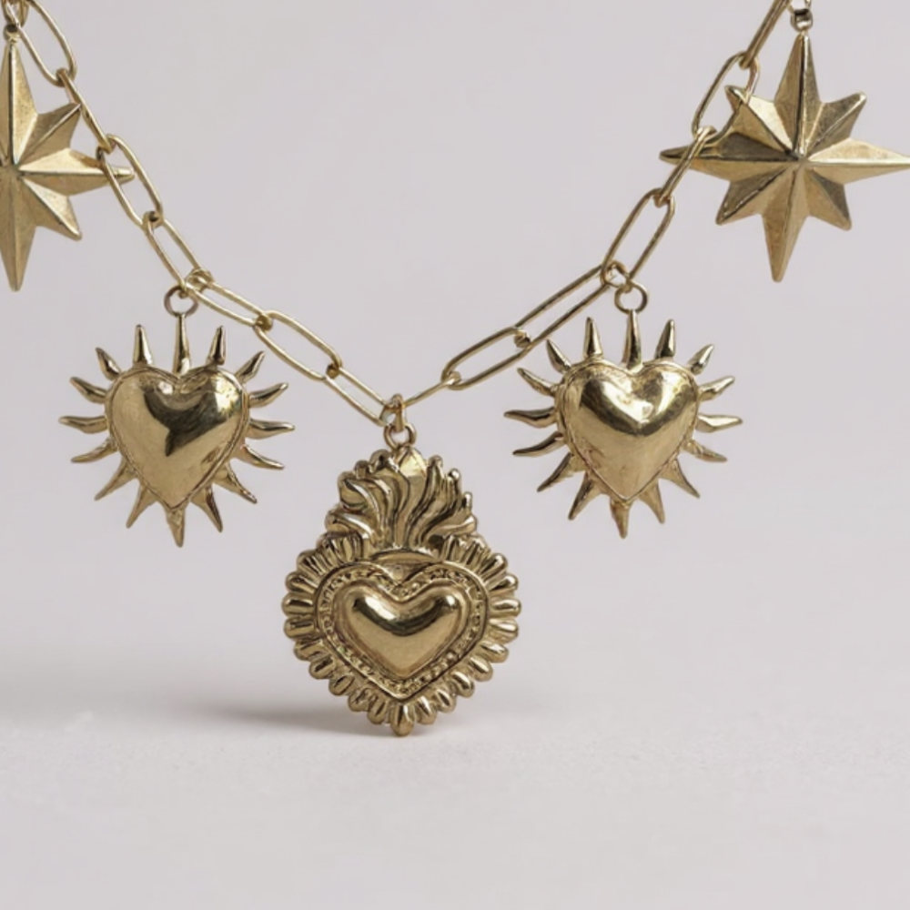 Collier ALMA – collier doré étoiles et cœur sacré | bijoux acier inoxydable | Gaou Bijoux