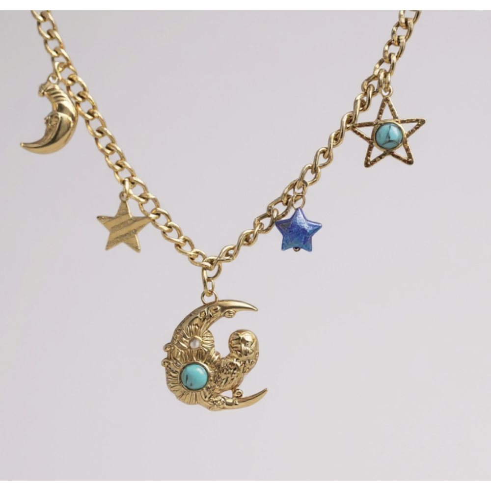 Collier double rang cerises et nœud doré en acier inoxydable | Gaou Bijoux