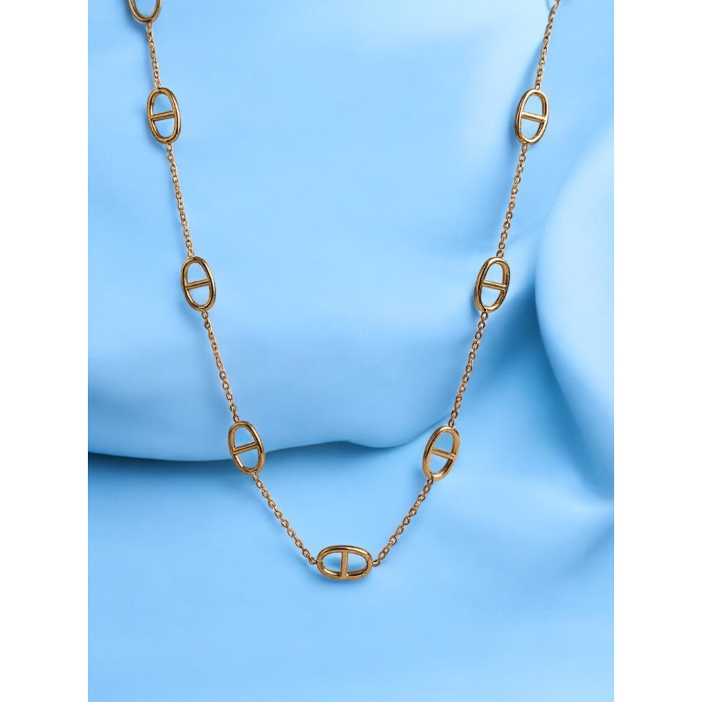 Collier sautoir maillons ovales acier inoxydable doré | Gaou Bijoux