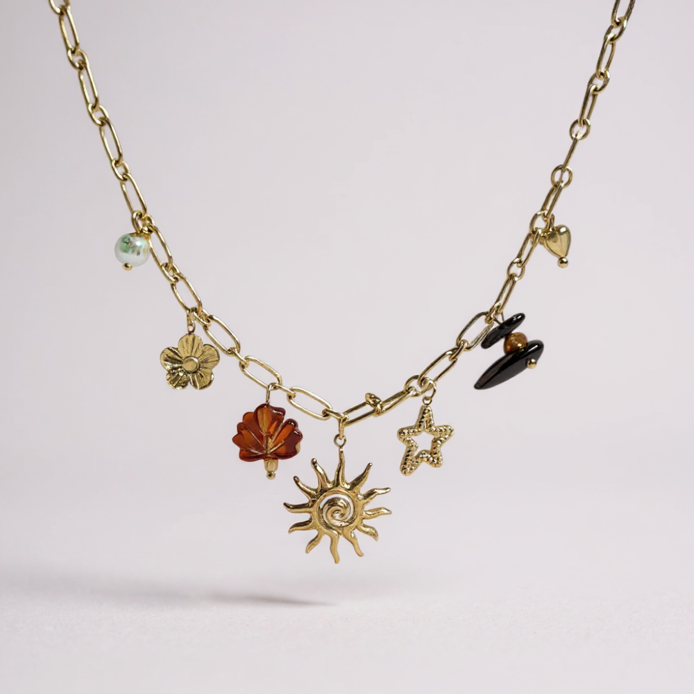 Collier Charms Soleil & Étoiles