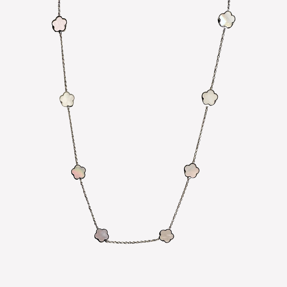 : Sautoir fleurs nacrées acier inoxydable | Gaou Bijoux