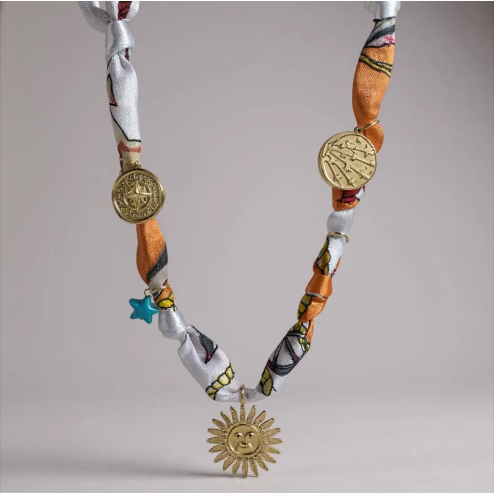 Collier Tissus Orange