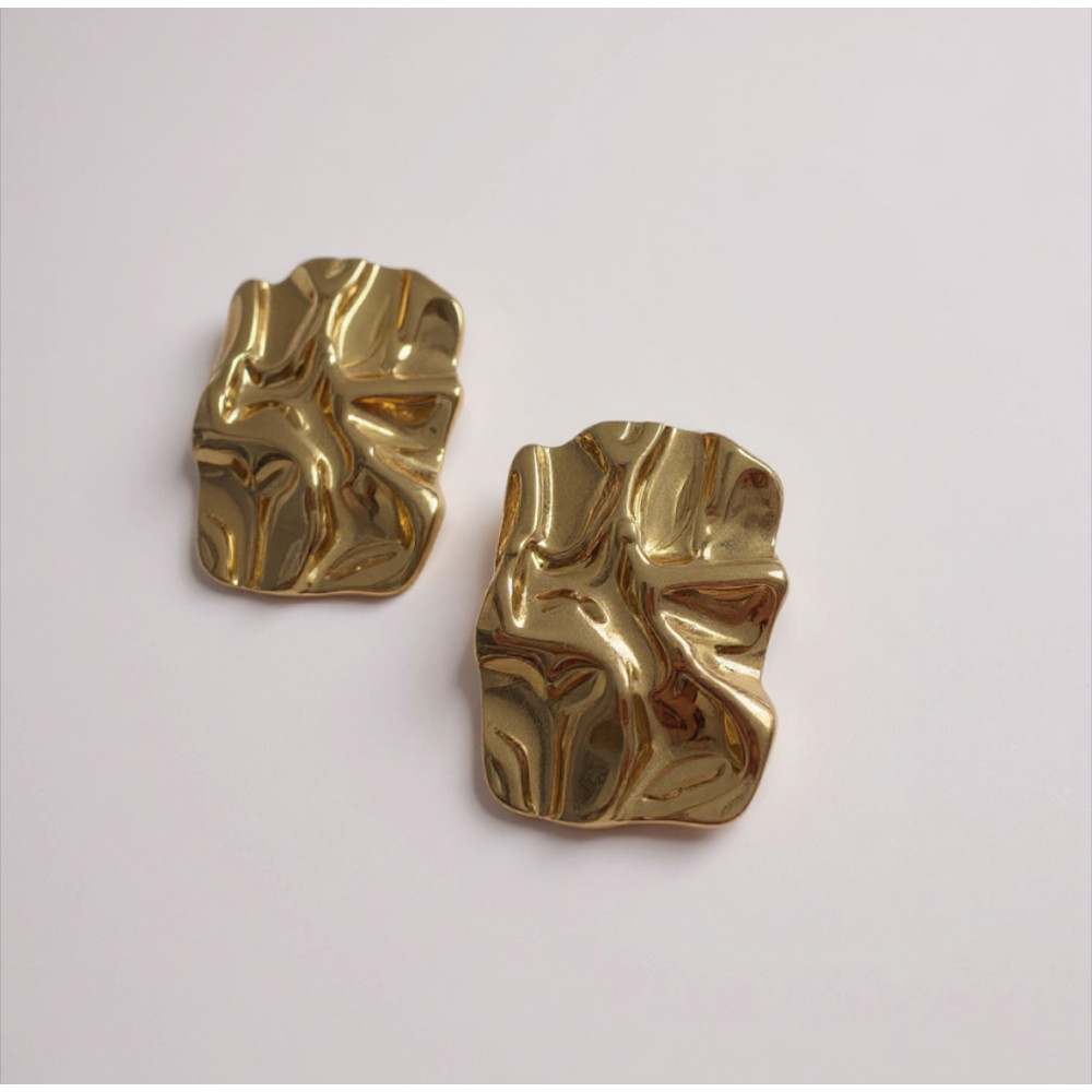 Boucles d’oreilles dorées effet martelé en acier inoxydable | Gaou Bijoux