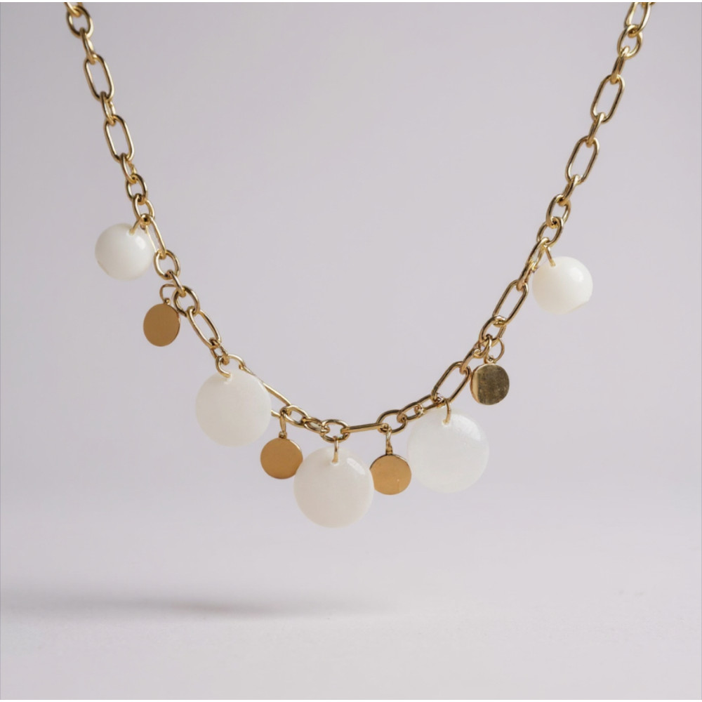 Collier pampilles blanches et dorées élégant | Gaou Bijoux