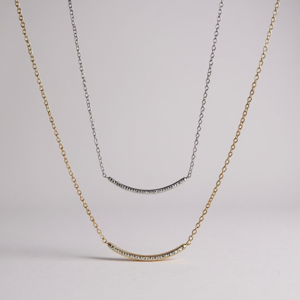 Collier Arc Zircon Doré ou Argenté | bijoux acier inoxydable | Gaou Bijoux