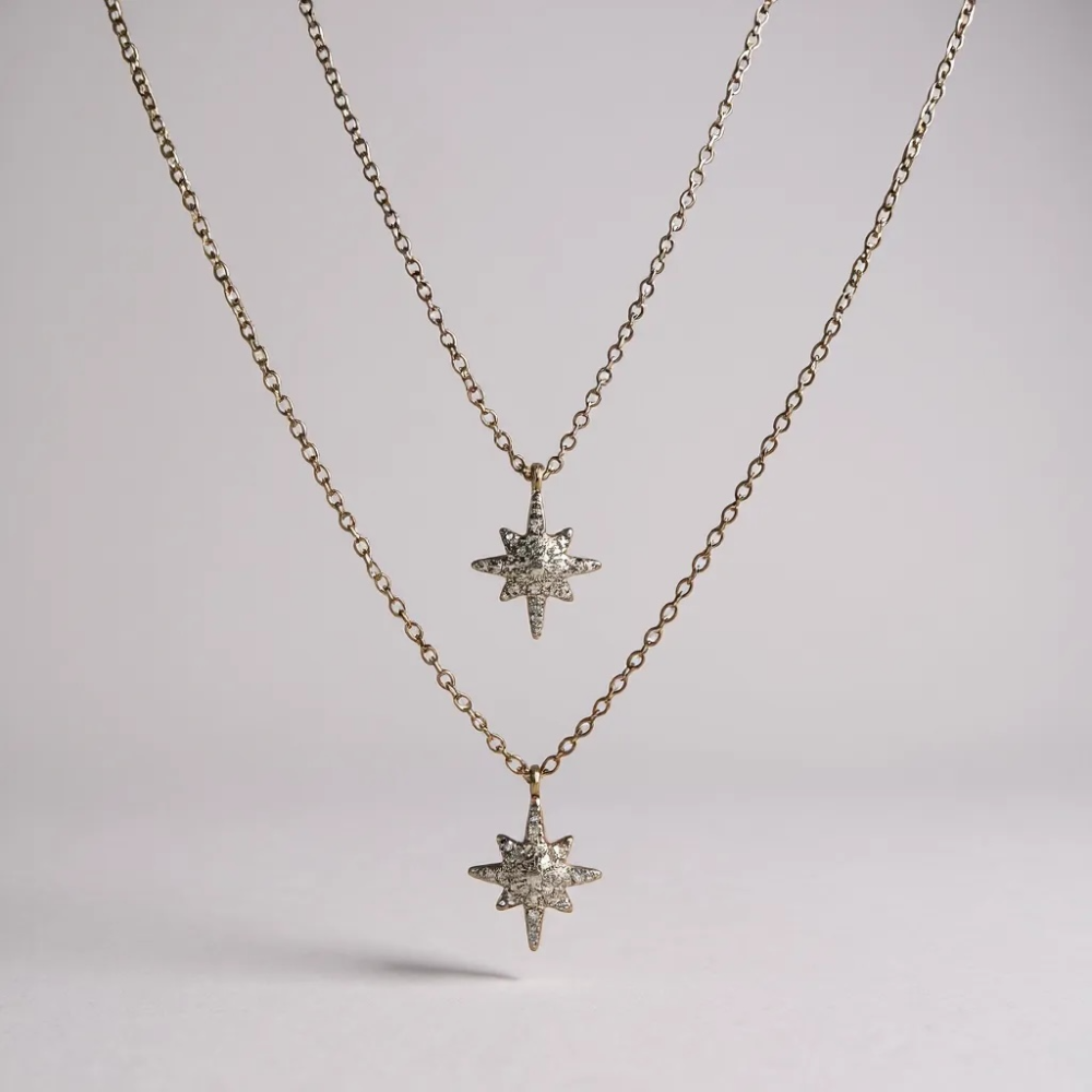 Collier Diamond étoile strass doré ou argenté en acier inoxydable | Gaou Bijoux