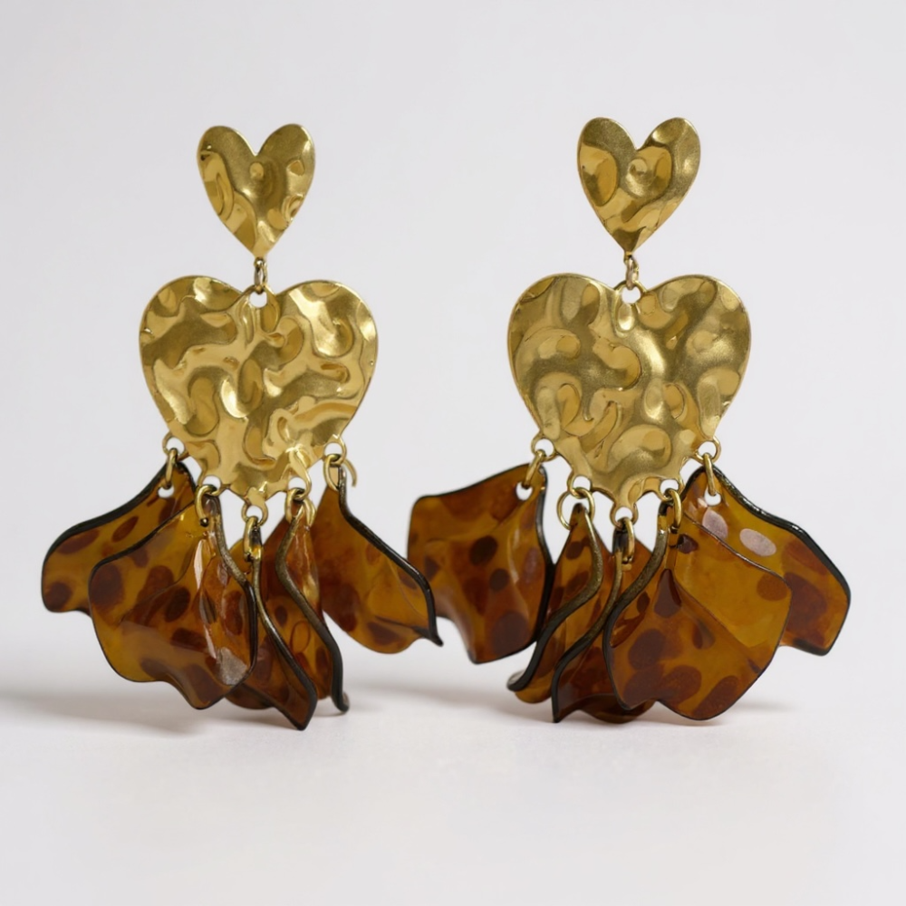 Boucles d’Oreilles Cœur Léopard – bijoux acier inoxydable | Gaou Bijoux