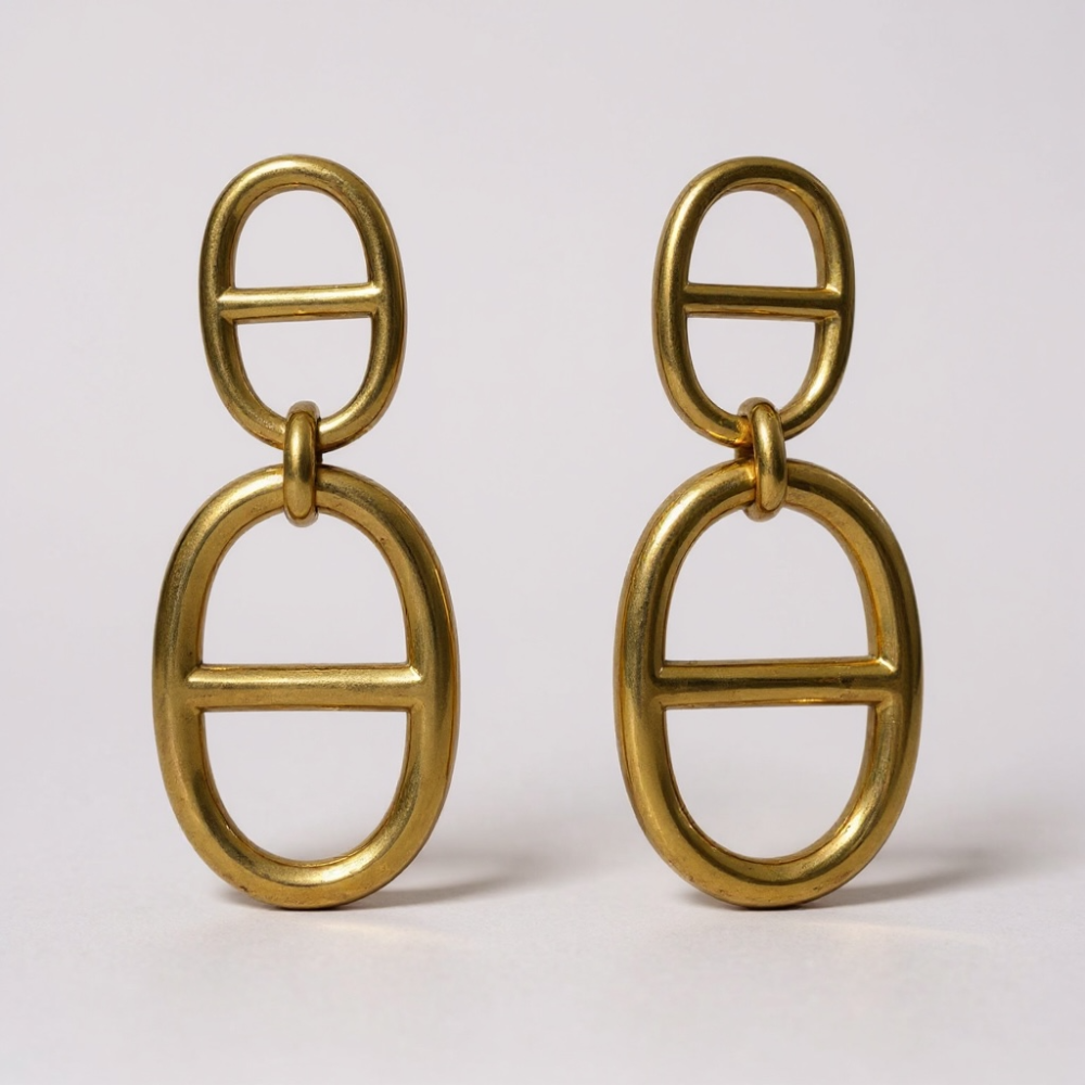 Boucles d’Oreilles Chaîne Marine Dorées – bijoux acier inoxydable | Gaou Bijoux