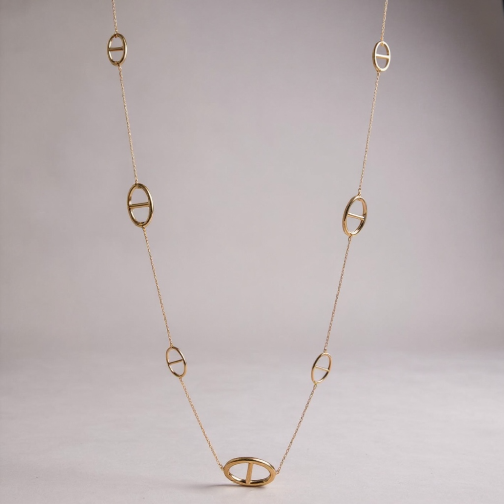 Sautoir Chaîne Marine Doré Maille Fine