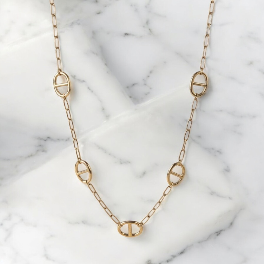 Sautoir Chaîne Marine Doré Maille Large – bijoux acier inoxydable | Gaou Bijoux
