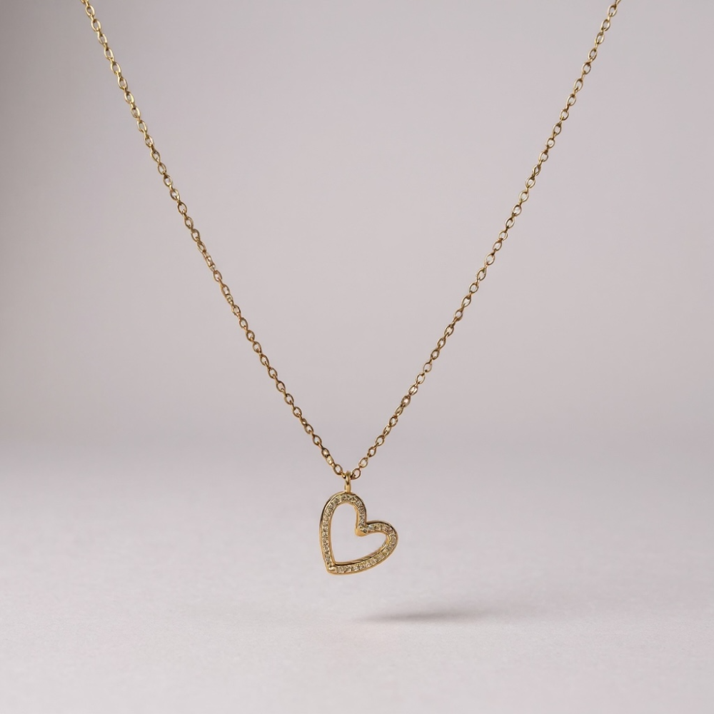 Collier Cœur Ajouré & Strass – bijoux acier inoxydable | Gaou Bijoux