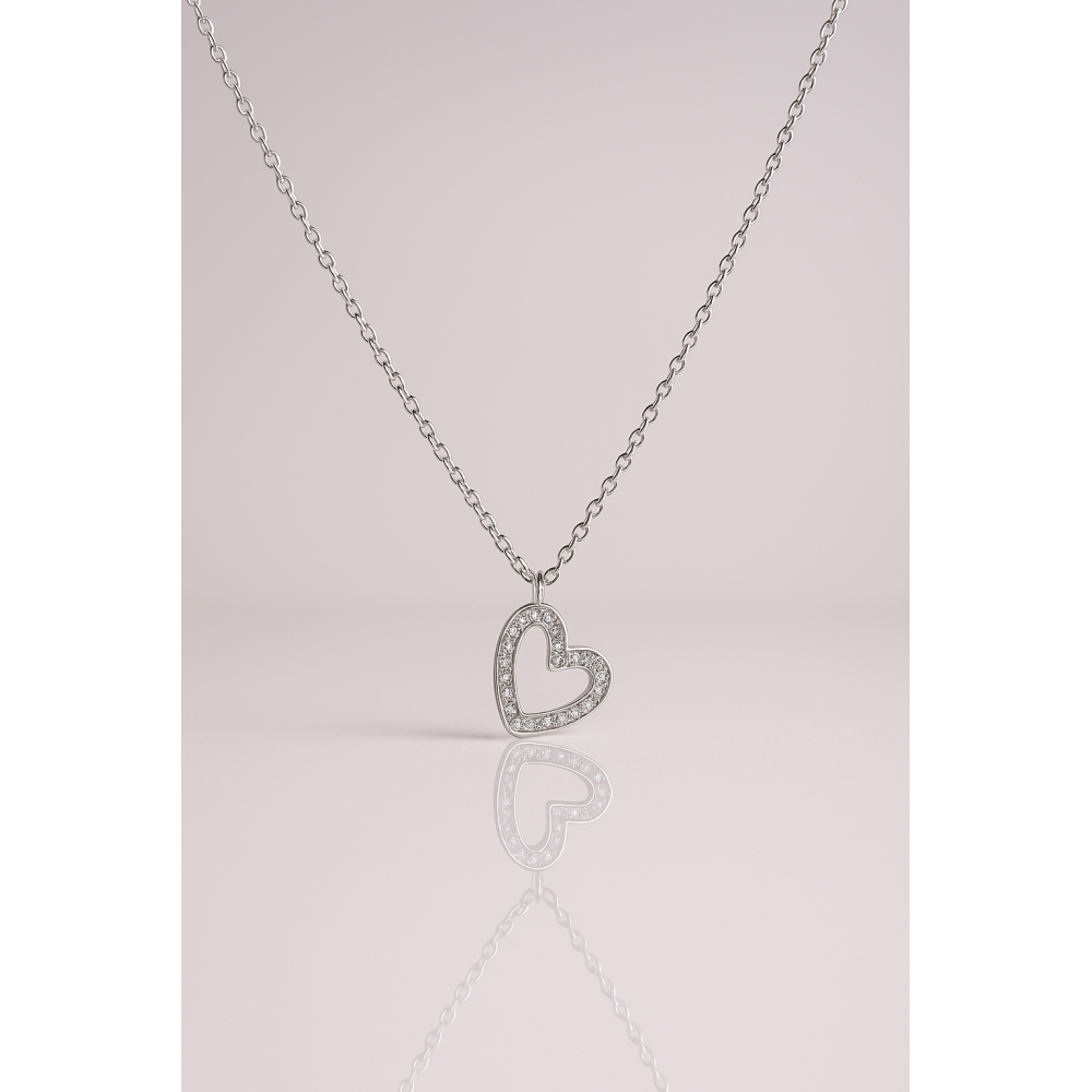 Collier Cœur Ajouré & Strass – bijoux acier inoxydable | Gaou Bijoux